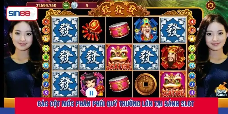 Các cột mốc phân phối quỹ thưởng lớn tại sảnh slot