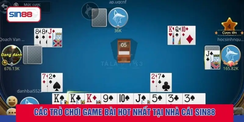 Các trò chơi game bài hot nhất tại nhà cái SIN88